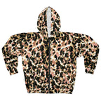 Abstract Leopard Print Zip Hoodie