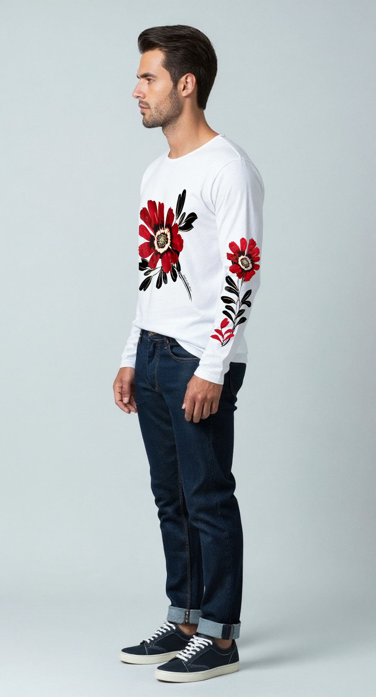 EDIT COLLECTION - Large Placement Floral Long Sleeve T-Shirt