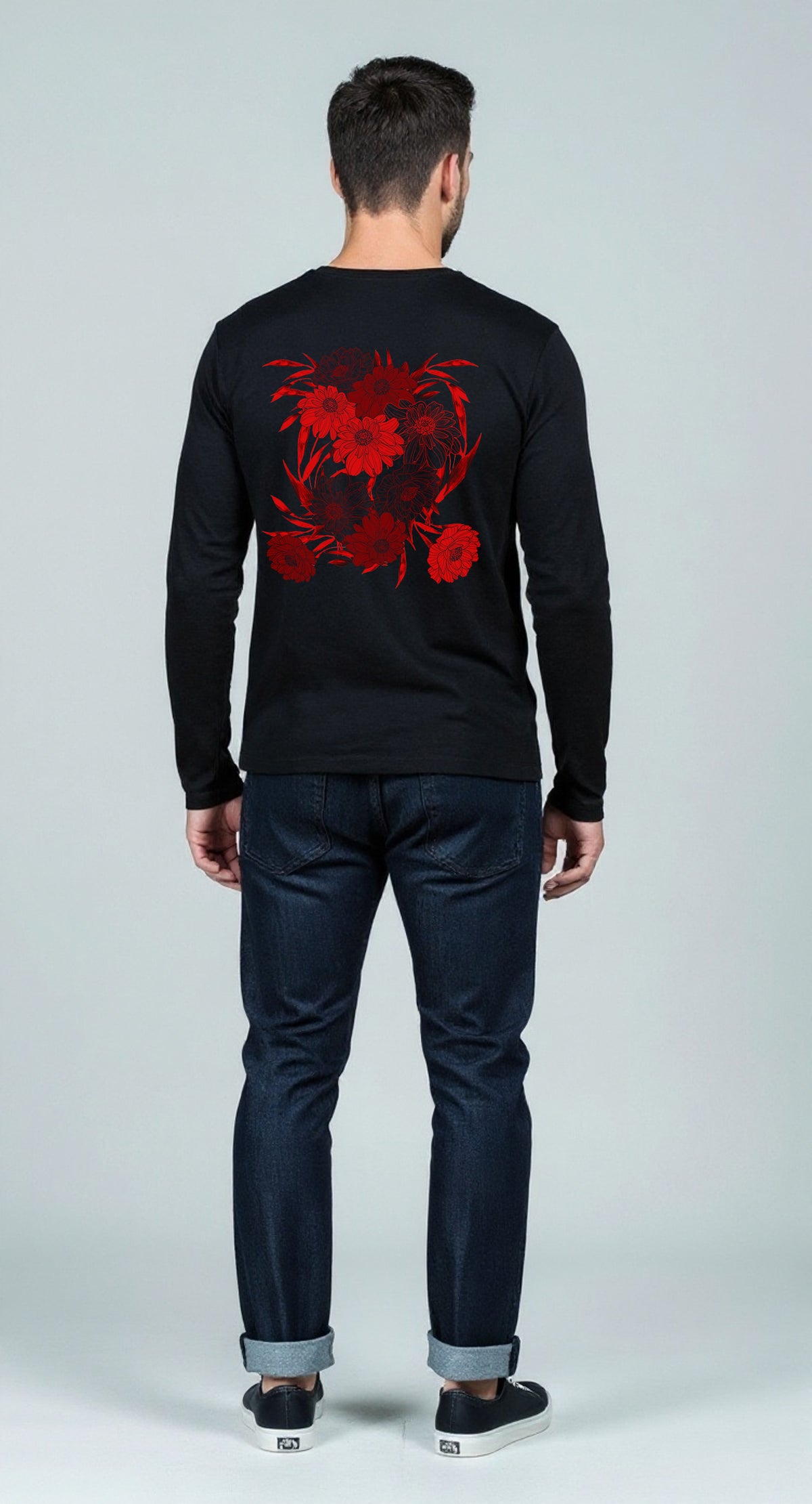 EDIT COLLECTION - Painted Red Floral Long Sleeve T-shirt