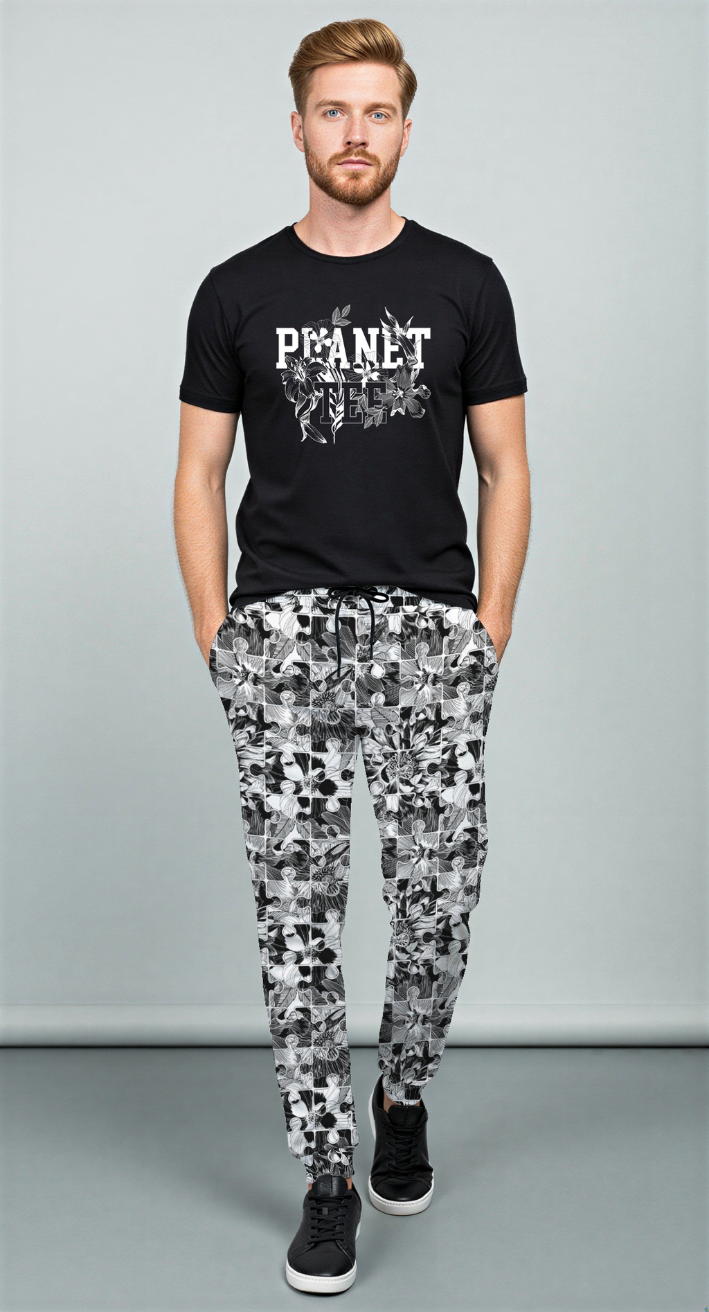 Edit II - Jigsaw Floral Print Athletic Joggers