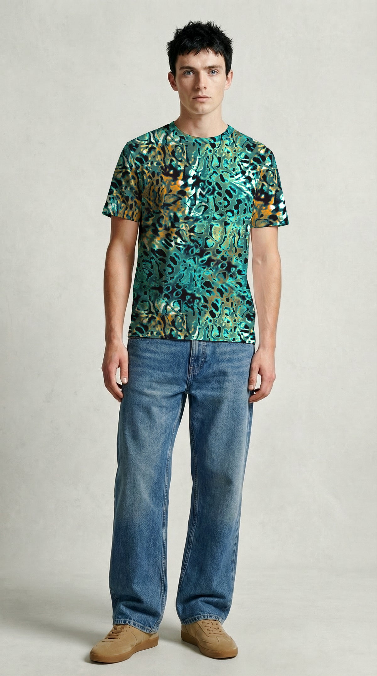 Teal Jaguar Print Men's Tee