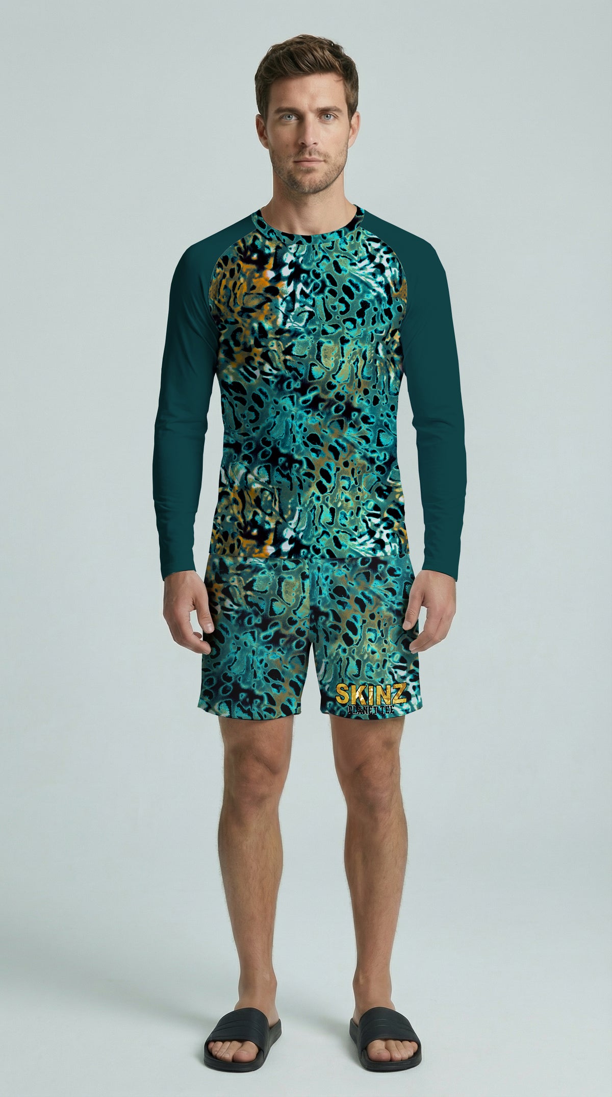 Teal Jaguar Men's Rash Guard