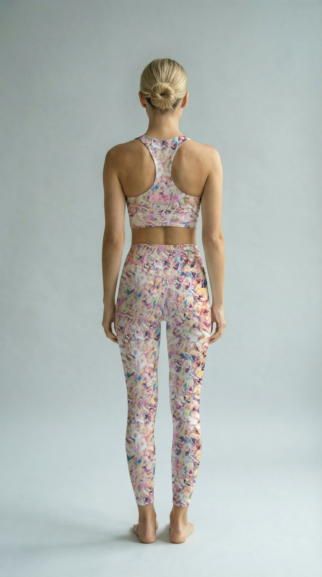 Abstract Feather Longline Sports Bra