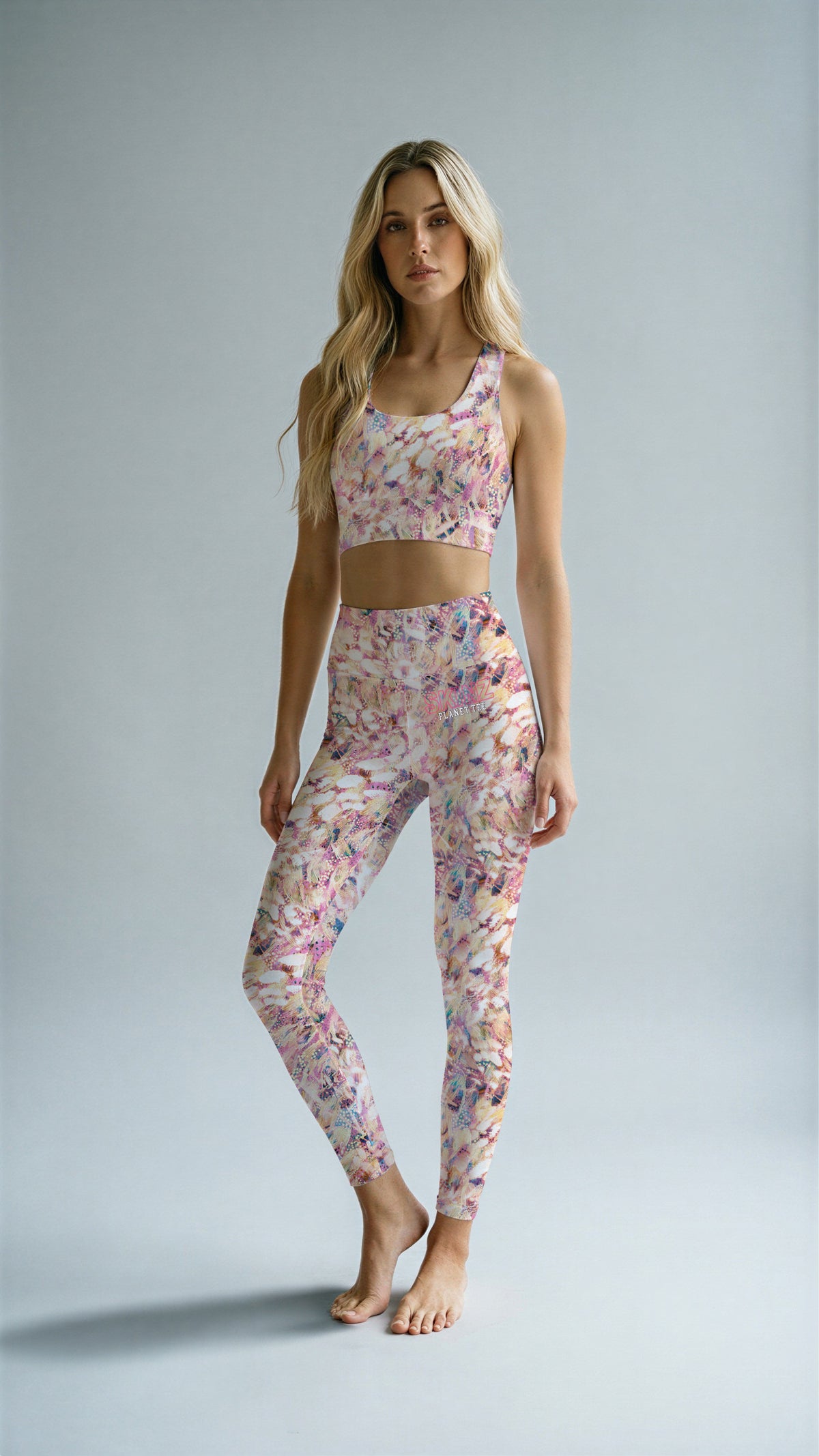 Abstract Feather Print Yoga Leggings
