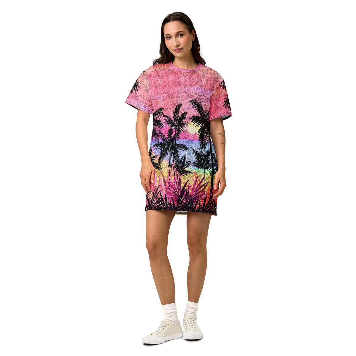 Palm Tree Island T-shirt Dress